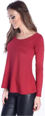 Produktbild von Damen Bluse Langarm-Shirt Asymmetrisch; Bordo 2XL/3XL