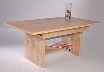 Produktbild von Bega Consult Couchtisch, Eiche Sonoma Melamin, höhenverstellbar, ausziehbar, mit Ablageboden, Doppelwangengestell, 110-150 x 65 x 46-64 cm