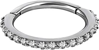 Produktbild von Karisma Edelstahl Hinged Segmentring Charnier/Nasen Clicker Ring Piercing Kristall Zirkonia Stärke 1,0mm - Silber 8mm