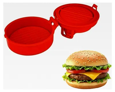 Produktbild von Burgerpresse für gefüllte Hamburger, Patty Presse zum Formen und Befüllen von Hackfleisch und Gemüse (10 cm)