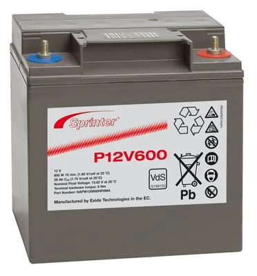 Produktbild von Exide Sprinter P12V600 12V 24Ah Blei-AGM Akku mit VdS