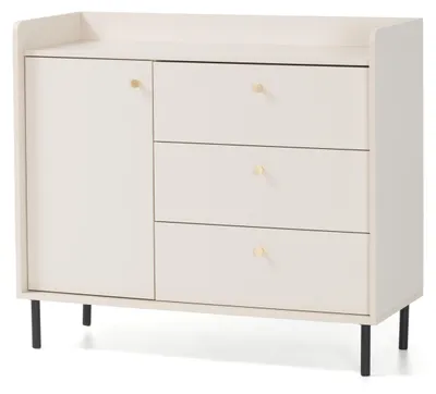 Produktbild von Masseno Kommode ASTREA 103,5 cm Sideboard mit 3 Schubladen und 1 Türen für Wohnzimmer Schlafzimmer Modern 103,5x42x91 cm Beige / Beige