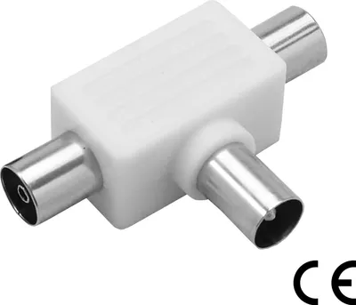 Produktbild von ORSEM Zweigeräte Antennen Verteiler T-Kupplung IEC 1x Koax-Stecker zu 2x Koax-Buchse T-Adapter für TV, Radio DAB | DAB+ | DVB-T/T2 | UKW | FM Weiß