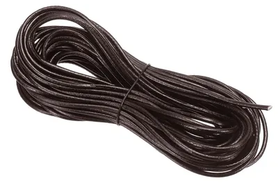 Image de Cordon en cuir - Diamètre d'environ 2 mm x 9 mètres - Pour travaux manuels - Marron foncé