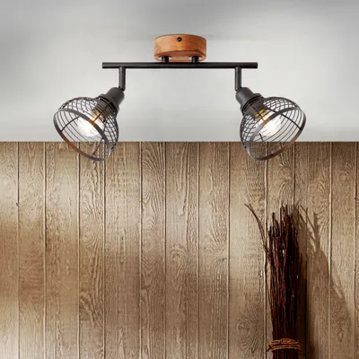 Produktbild von Brilliant Deckenleuchte Avia Schwarz/Holz 38cm max. 2 x 40W E14 schwenkbar
