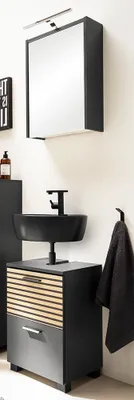 Produktbild von Waschplatz Set mit 40 cm Unterschrank, anthrazit, Akustikpaneel-Optik KANE-80