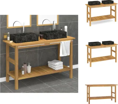 Image de vidaXL Lavabo avec vasque en marbre noir teck massif - lavabos de salle de bains