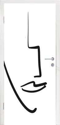 Produktbild von MuchoWow® Türtapete Selbstklebende Türfolie Gesicht - Frau - Minimalismus 90x215 cm Türposter Türaufkleber Klebefolie Türklebefolie - Plakat an der Tür - Türsticker - Aufklebern