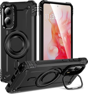 Produktbild von Magnetisch Hülle für Motorola Moto G Stylus 5G (2024), Heavy Duty Militärischer Stoßfest Handyhülle Kamera-Ringständer Schwarz