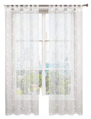 Immagine prodotto di Tende trasparenti con ricami floreali e passanti | Bianco | 140x225 cm