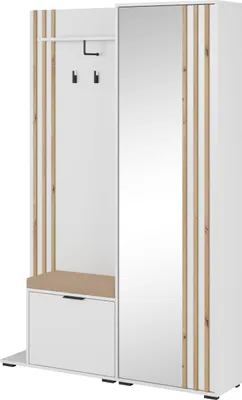 Produktbild von Masseno Garderobe-Set NELIANA 131/192/40 cm Modern Garderobenschrank Weiß