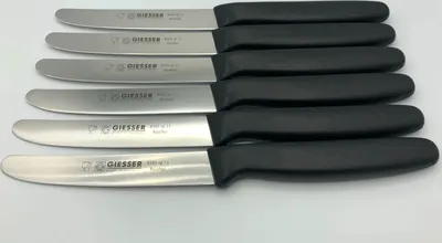 Produktbild von 6er Set Giesser Brötchenmesser Tomatenmesser Küchenmesser glatt Klinge 11cm - schwarz