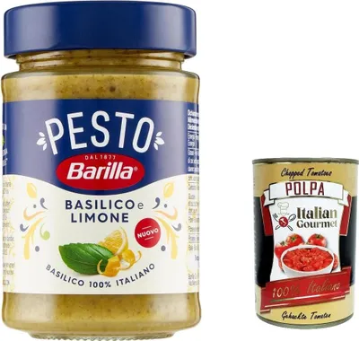 Produktbild von 3x Pesto Basilico e Limone 190g | Glutenfreie Italienische Pasta-Sauce mit einer Note von Limone/Zitrone und Basilikum, Nudel-Soße, grünes Pesto + Italian Gourmet polpa 40g