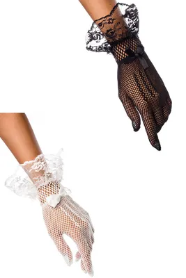 Produktbild von Netzhandschuhe mit Spitzenbesatz in schwarz Einheitsgröße