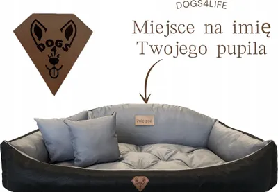 Obrázek produktu pro Pelíšek, pohovka, bouda, 100 x 75 cm, Dogs4life, ŠEDÁ, PERSONALIZOVANÁ