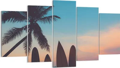 Produktbild von Bild auf Leinwand - Leinwandbild - Strand Meer Palme - 160x85cm - Wand Bild - Wanddeko - Wandbilder - Leinwanddruck - Bilder - Kunstdruck - Wanddekoration - Leinwand bilder - Wandkunst - EA160x85-4080