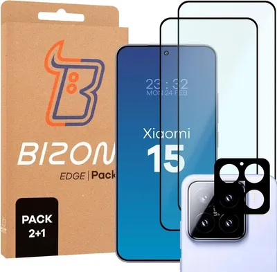 Produktbild von Bizon Edge 2 Pack 2x gehärtetes Glas + Linsenschutz für Xiaomi 15