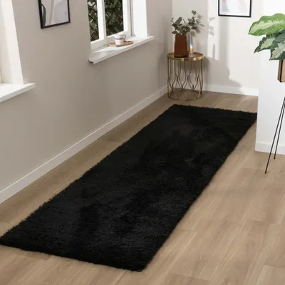 Produktbild von Waschbarer Läufer - Blaze Schwarz - 80x250cm - Klassik, Ländlich, Modern - Wohnzimmer, Esszimmer, Schlafzimmer, Flur -  NATURL.