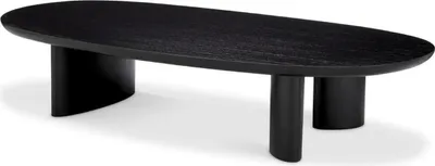 Obrázok produktu pre Casa Padrino Luxusný konferenčný stolík čierny 168,5 x 86,5 x v. 35,5 cm - Oválny stolík do obývačky z masívneho dreva - Nábytok do obývačky - Luxusný nábytok - Luxusný nábytok