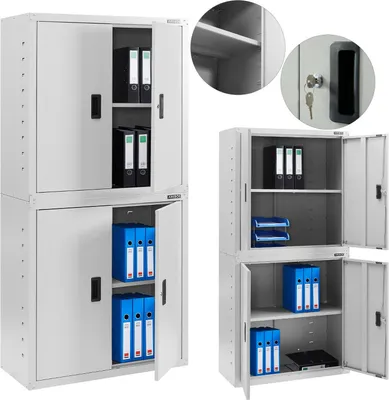 Produktbild von AREBOS Aktenschrank 180x90x40 cm Büroschrank Lagerschrank Grau mit Rollen