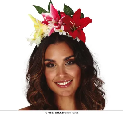 Immagine prodotto di Hawaiian Flower Hoop Summer Party Hair Accessory Noble Flowers Headdress Tropical Flowers Hawaii Hairstyle Elegance Party Hibiscus Frangipani Style Summer Graduation, Colore: Multicolore