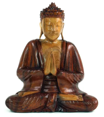 Produktbild von Holzbuddha, Buddha Statue, Handarbeit 20 cm Anjali Mudra - Modell 6, Rot, Buddhas