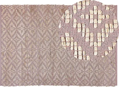 Obrázok produktu pre BELIANI Koberec béžová a ružová bavlna juta 160 x 230 cm geometrický vzor rustikálny boho