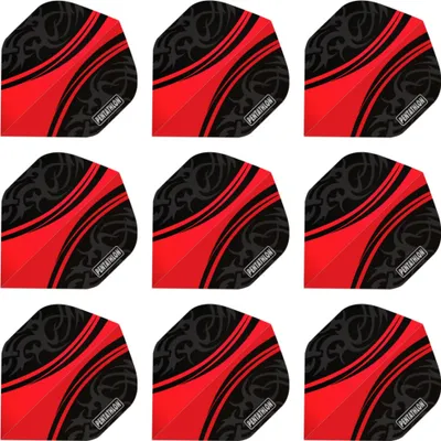 Produktbild von Pentathlon | Dart Flights | 100 Micron | Standard | Rot-Schwarz | 3 Sets = 9 Flights