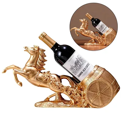 Produktbild von Weinflaschenhalter in Pferdeform, dekorativer Weinständer als Figur, schönes Geschenk für Weinliebhaber