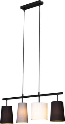 Immagine prodotto di Lampada a sospensione Paralume in tessuto 4xE27 Colori: grigio, bianco e nero Briloner