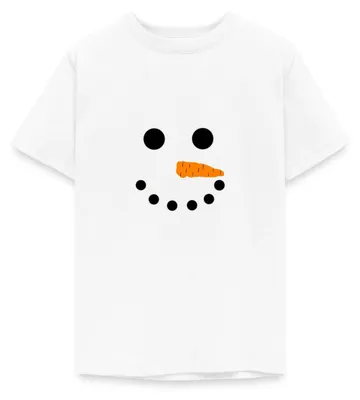 Produktbild von Spreadshirt Schneemann Gesicht Fasching Weihnachten Teenager T-Shirt, 134/146 (9-11 Jahre), Weiß