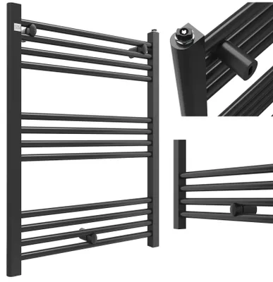 Obrázok produktu pre Granitan – kúpeľňový radiátor – sušič uterákov – 80 × 60 cm – čierny – ohrievač uterákov – PUERTO