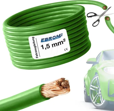 Produktbild von 5 Meter EBROM FLRY 1,5mm2 Fahrzeugleitung - KFZ Leitung - Farbe: grün - Querschnitt 1,5 mm² (mm2) flexibel 90 ± 5 Shore 99,99% Kupfer Mantel PVC FLRy