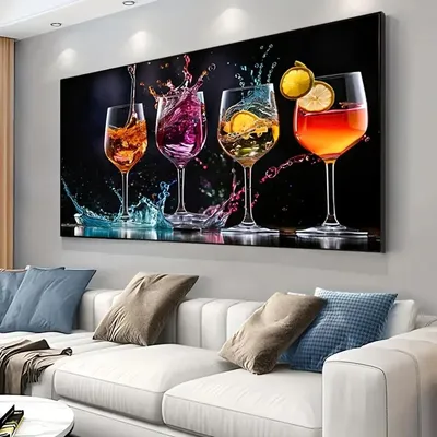 Produktbild von Leinwandbild mit Weingenetzen und Cocktailgläsern