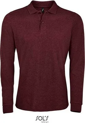 Immagine prodotto di SOLs 02087 | Polo uomo manica lunga in piqué Perfect - Colore: Heather Oxblood - Taglia: XL