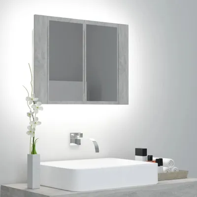 Produktbild von "2026 Promotion" LED-Bad-Spiegelschrank - Wandspiegel - Betongrau 60x12x45 cm Acryl - Badezimmer CC27071