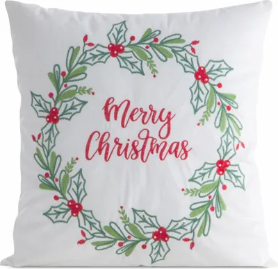Image de EUROFIRANY | Taie d'oreiller décorative - Housse de coussin - 45 x 45 cm - Blanc - Inscription Merry Christmas - Taie d'oreiller de Noël - Noël