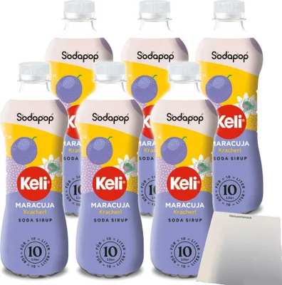 Produktbild von Sodapop Keli Sirup Maracuja für Wassersprudler 6er Pack (6x500ml Flasche) + usy Block
