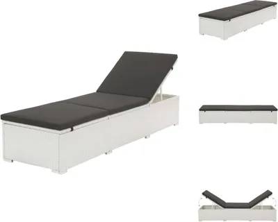 Image de vidaXL Bain de soleil avec support Poly rotin blanc - Bains de soleil