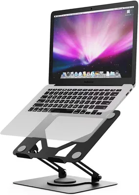 Produktbild von Famanu Laptopständer mit drehbarem Fuß, verstellbarer Aluminium Halter für Laptops bis 17 Zoll, Silber