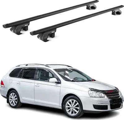 Produktbild von Dachträger Grundtäger für VW Golf VI Kombi 2010-2013 5 tür 90kg Alu Schwarz ABE