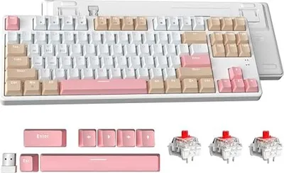 Produktbild von Angriffshai AK871 Hot -Swap Mechanical Keyboard, QWERTY, 87 Tasten kompakte Wireless Gaming Dual -Modus BT/2,4G, Magnetabdeckung, Mac/Windows/Android