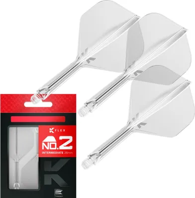 Produktbild von Target Darts K Flex Dartflights und -schäfte, No.2 - Mittel (26mm), Transparent