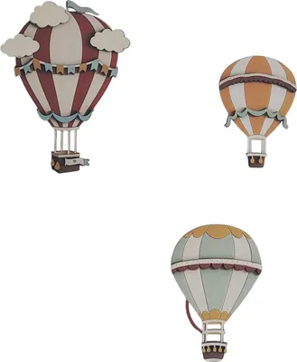 Produktbild von Zayno® Wanddekoration Heißluftballons "Luftikus" aus Holz | Natur | Bunt | harmonisches Farbtöne