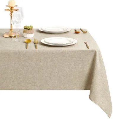 Produktbild von Tischdecke in Leinenoptik, abwaschbar und wasserabweisend - 135 x 160 cm