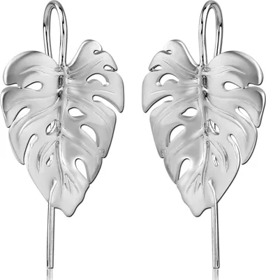 Produktbild von viva-adorno 1 Paar Damen Ohrringe 925 Sterling Silber Ohrhänger Monstera Blatt Blätter matt mattiert Z535