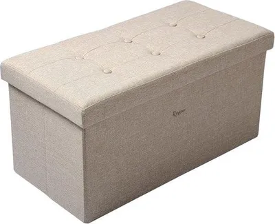 Image de Banc avec coffre de rangement 80 L, intérieur beige