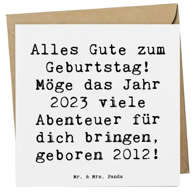 Produktbild von Mr. & Mrs. Panda faltkarte Spruch 2012 Geburtstag - Weiß - Geschenk, Geburtstagsfeier, Erinnerungen, Geburtsjahr, anlasskarte, doppelkarte, Alter, Glückwunschkarte