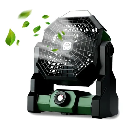 Produktbild von Camping Ventilator mit Akku 7800mAh, Wiederaufladbarer Campingventilator mit LED-Laterne, 270° drehbar, 8 Geschwindigkeiten