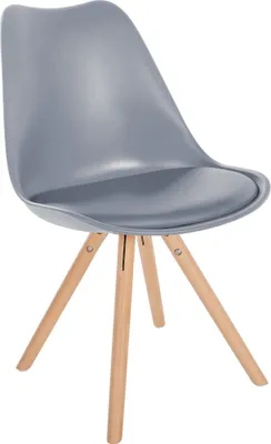 Produktbild von CLP Besucherstuhl Esszimmerstuhl Sofia aus Kunststoff und hochwertiger Polsterung grau Gestell Farbe natur (rund)